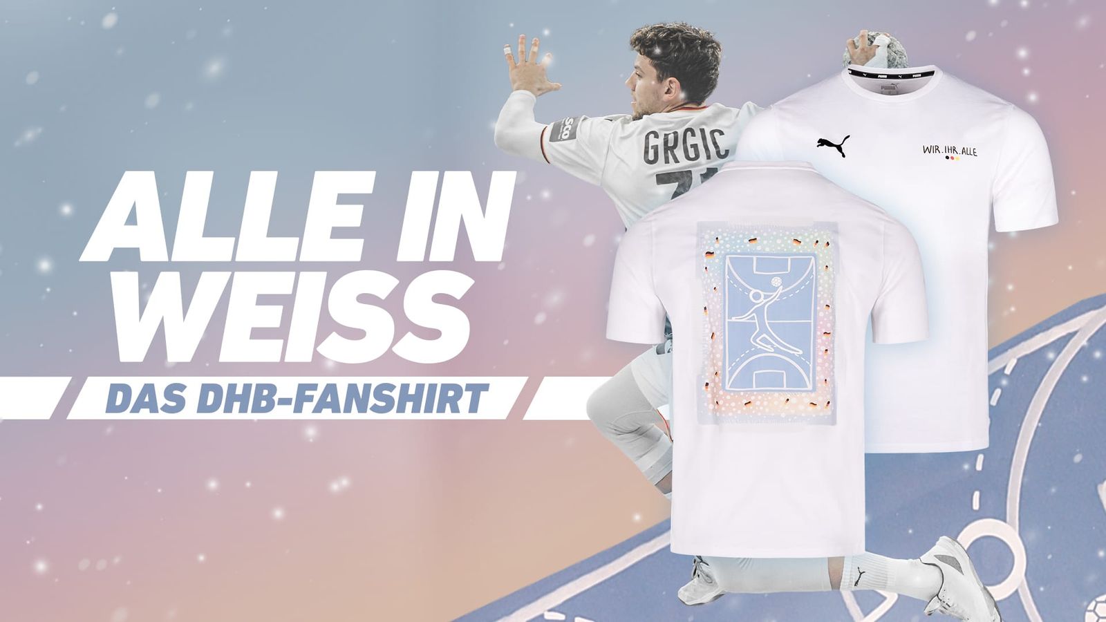 „Alle in weiß“: Neue Fanshirts im DHB-Fanshop