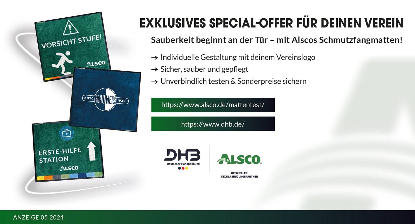 Exklusives Special-Offer für deinen Verein: Sauberkeit beginnt an der Tür - Schmutzfangmatten für deinen Verein!